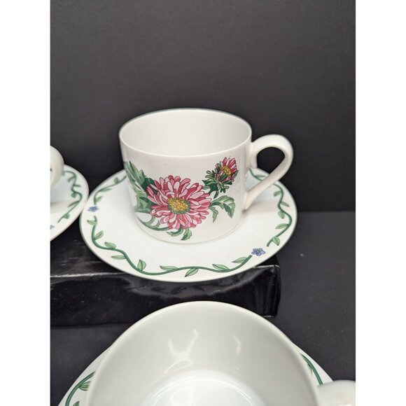 International Tableworks Terrace Blossoms Flat Coffee Cup w/Saucer Set of 4 - Picture 3 of 12
